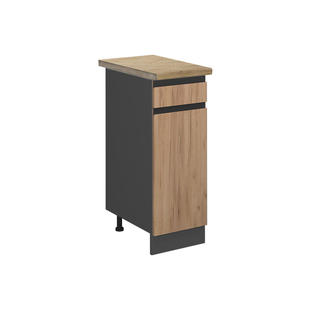 KÜCHENUNTERSCHRANK R-Line Goldkraft Eiche 30 cm, AP Eiche - Honigeiche/Anthrazit, Holzwerkstoff (30/81.6/60cm) - Vicco