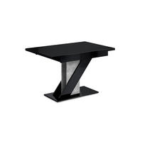 ESSTISCH ausziehbar 120 -160x80x75 cm - Hochglanz Schwarz/Betonoptik - EVA - Schwarz Hochglanz, Holzwerkstoff (120/80/75cm) - ALTDECOR
