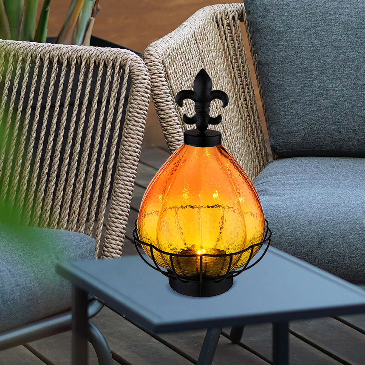 LED AUSSENLEUCHTE Metall Schwarz 2er Set - Schwarz, Glas (17/17/25cm) - Globo Lighting