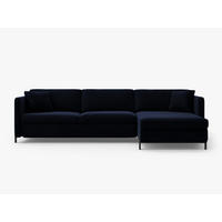ECKSOFA ausklappbar rechts Gloria aus Samt königsblau 4 Sitzplätze - Dunkelblau, Textil (260/170cm) - Micadoni