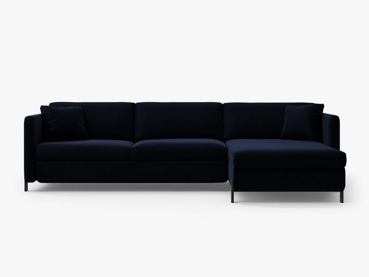 ECKSOFA ausklappbar rechts Gloria aus Samt königsblau 4 Sitzplätze - Dunkelblau, Textil (260/170cm) - Micadoni