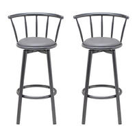 BARHOCKER-SET Fabio Grau Lederlook Gepolstert - Grau, Holz (43/96/52cm) - Bessagi Home