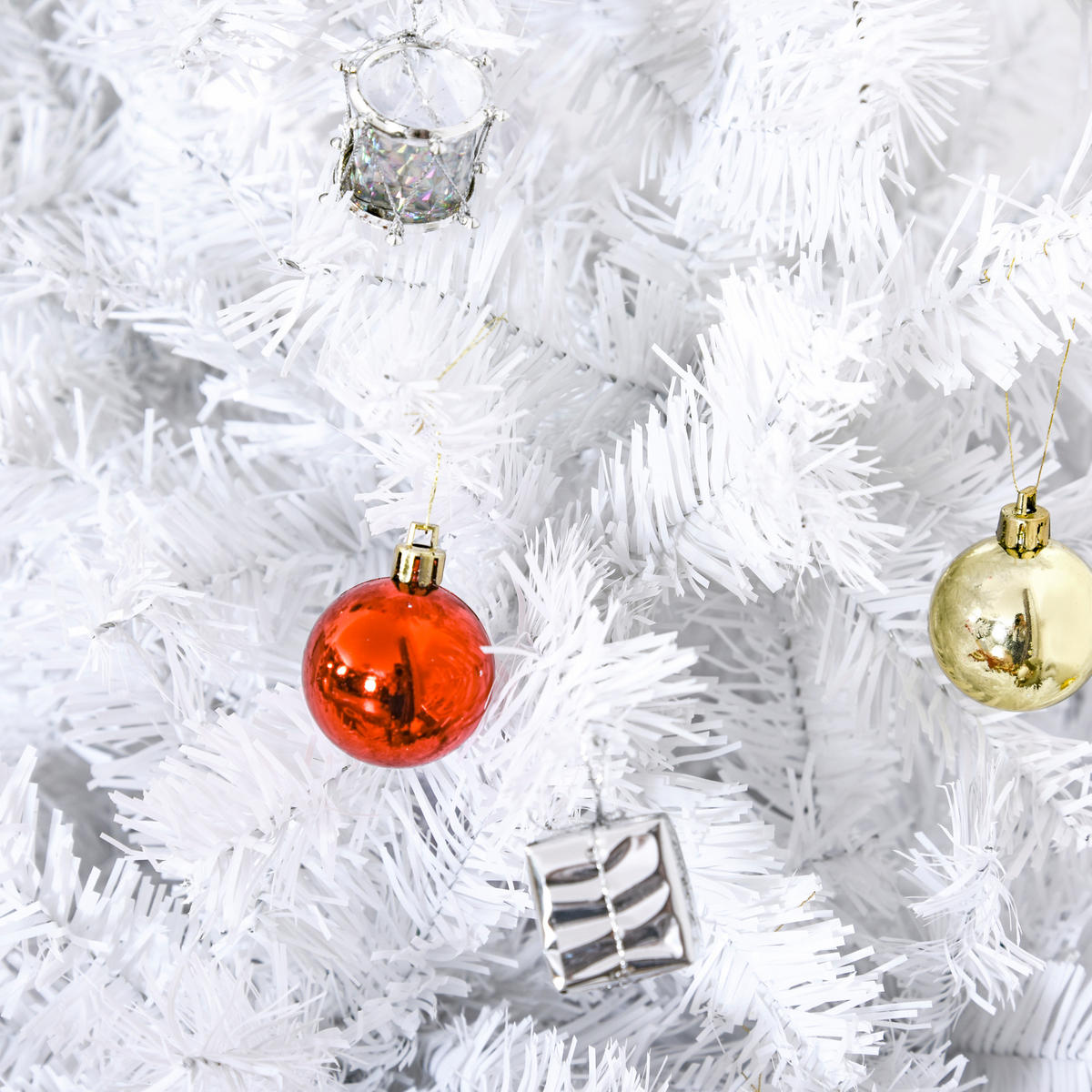 WEIHNACHTSBAUM Christbaum Tannenbaum 150/180cm PVC 680 Spitze inkl. Deko Weiß - Weiß, Metall (150cm) - HOMCOM