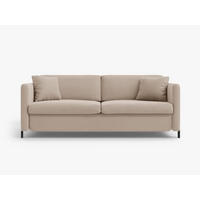 AUSKLAPPBARES-SOFA Gloria aus Samt beige 3 Sitzplätze - Beige, Textil (102/80/202cm) - Micadoni