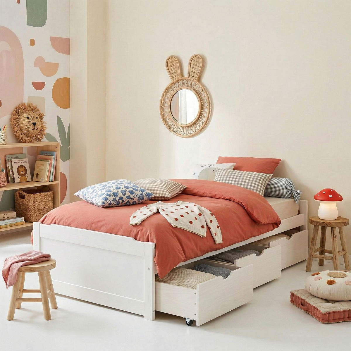 BETT MIT STAURAUM MIA 90x190 cm weiß - Weiß, Holz (90/190cm) - IDIMEX