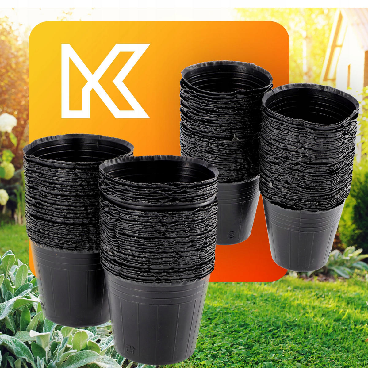 BLUMENTOPF für Setzlinge, 200 Stück - 100x ∅ 6cm und 100x ∅ 9,5cm, Schwarz - Schwarz, Kunststoff - KADAX