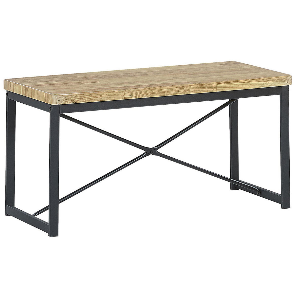 ESSGRUPPE Hellbraun, Schwarz 4-Sitzer 110/70 cm 2 Stühle und Bank Flixton - Hellbraun, Holzwerkstoff (110/86/70cm) - Beliani