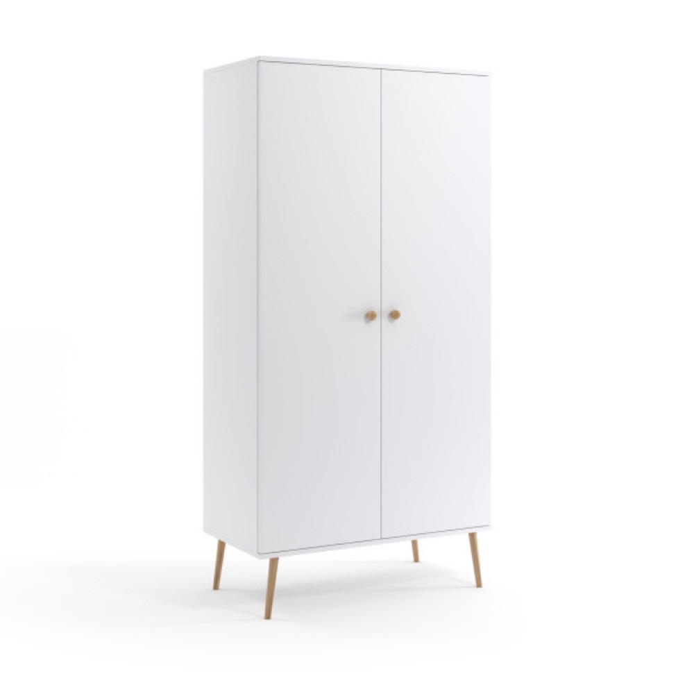 SCHRANK Weiß Boho Tiefe Holzbeine 5 Regale Mit Regalen - Weiß, Holzwerkstoff (87/212/41cm) - Sepro Meble