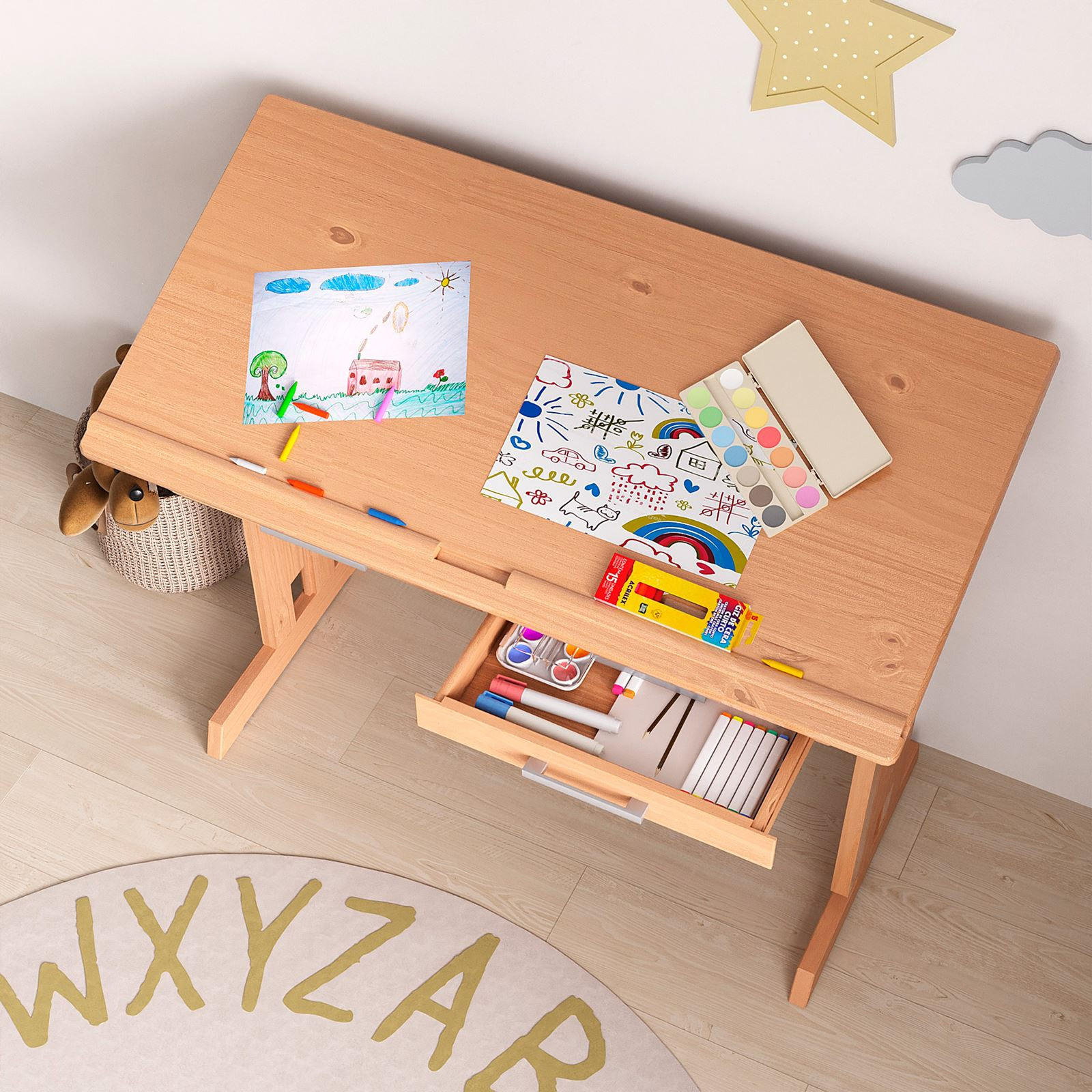 KINDERSCHREIBTISCH OLIVIA - Buchefarben, Holz (109/130/55cm) - IDIMEX