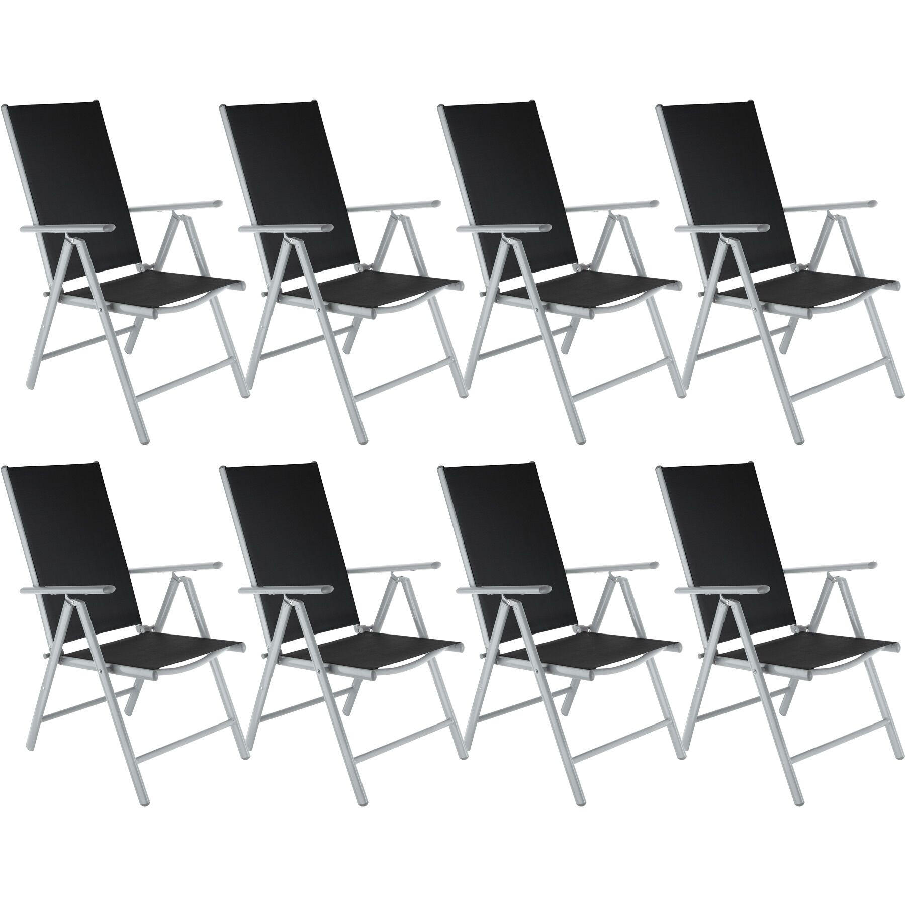 GARTENSTUHL 8er Set Marilena, 67 x 56 x 105 cm,silber - Silberfarben, Metall (56/105/67cm) - tectake