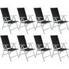 GARTENSTUHL 8er Set Marilena, 67 x 56 x 105 cm,silber - Silberfarben, Metall (56/105/67cm) - tectake