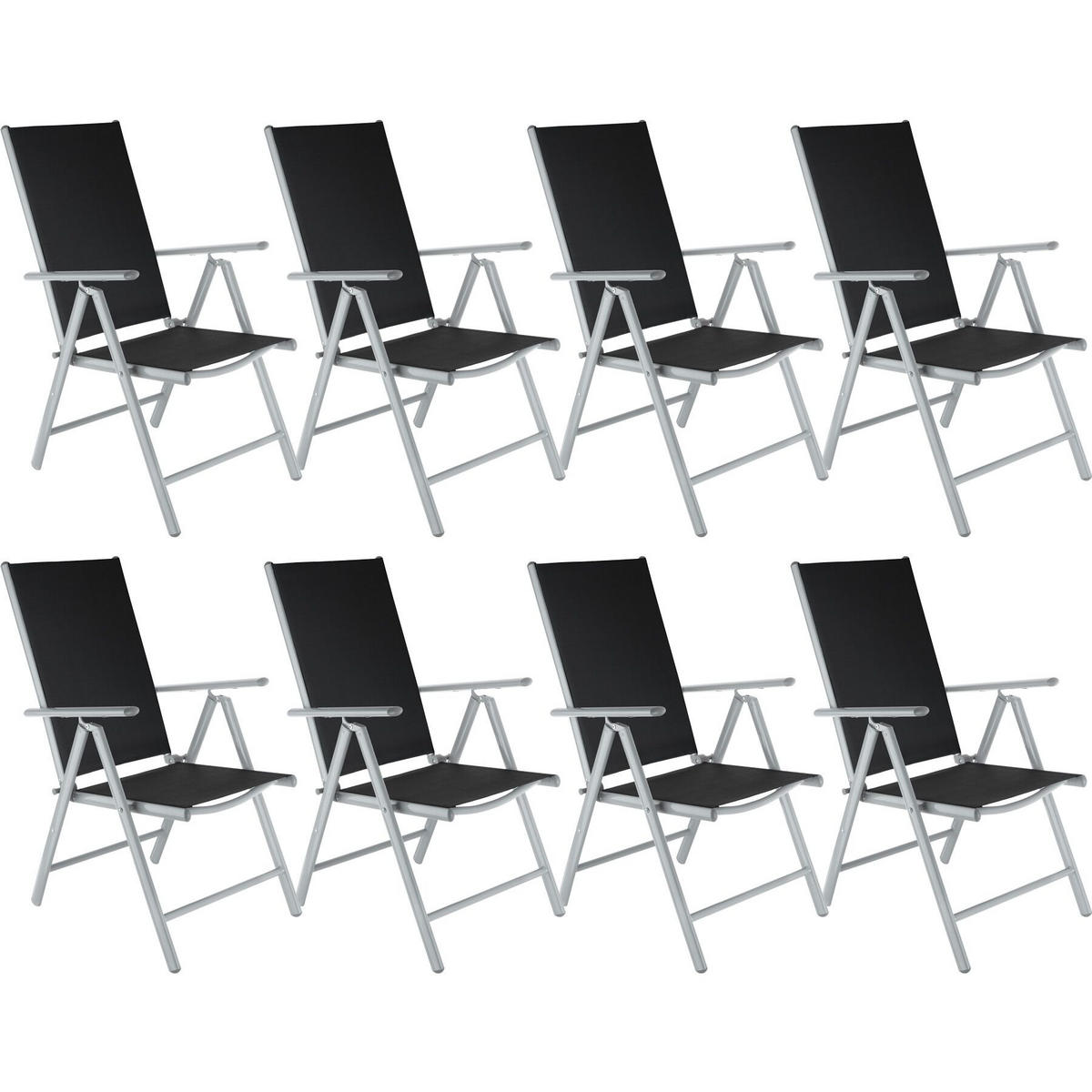 GARTENSTUHL 8er Set Marilena, 67 x 56 x 105 cm,silber - Silberfarben, Metall (56/105/67cm) - tectake