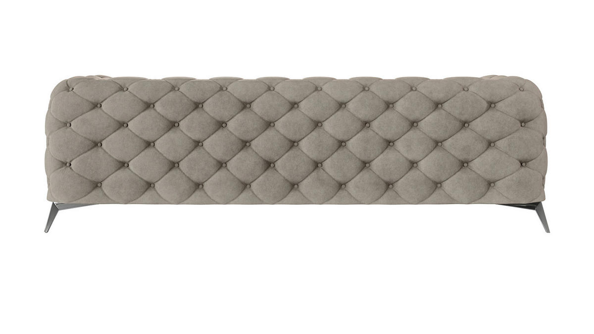 CHESTERFIELD-SOFA 3-Sitzer Laura Dunkle Creme Samt - Silberfarben/Creme, Holz/Textil (243/75/100cm) - S-Style Möbel