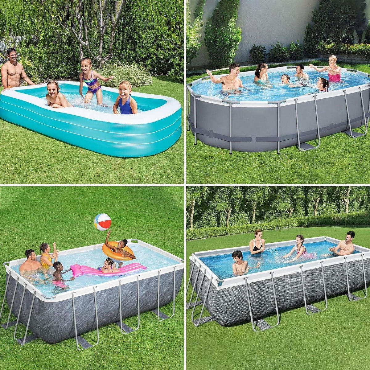 POOLABDECKUNG Rechteckig 305 x 205 cm 420D Oxford Reißfest Sommer & Winter - Schwarz, Textil (205/305cm)