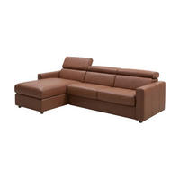 ECKSOFA Morris Echtleder mit Bettfunktion Cognacbraun - Cognac, Leder/Metall (170/223cm)