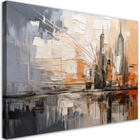 LEINWANDBILD Abstraktion 90x60cm - Orange, Textil (90/60cm) - Feeby