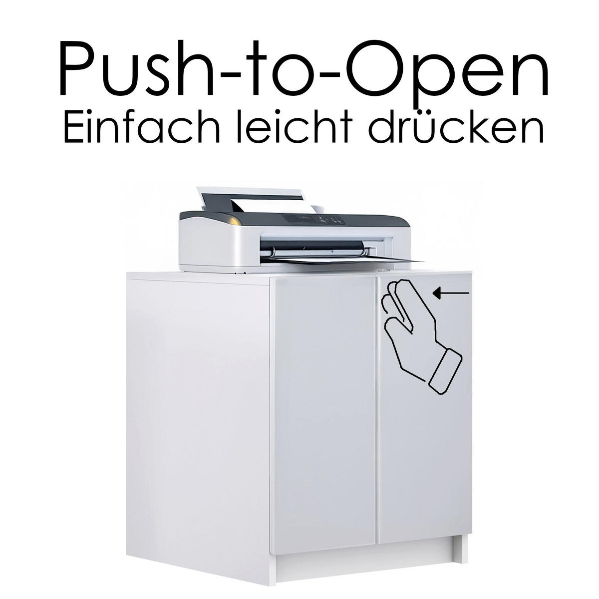 DRUCKERSCHRANK Elona, Druckerkommode mit Soft-Close & Push-to-Open, Home Office & Büro, Weiß/Anthrazit matt (51 x 60,5 x 54 cm) - Anthrazit, Holzwerkstoff (51/60.5/54cm) - InnoFurn