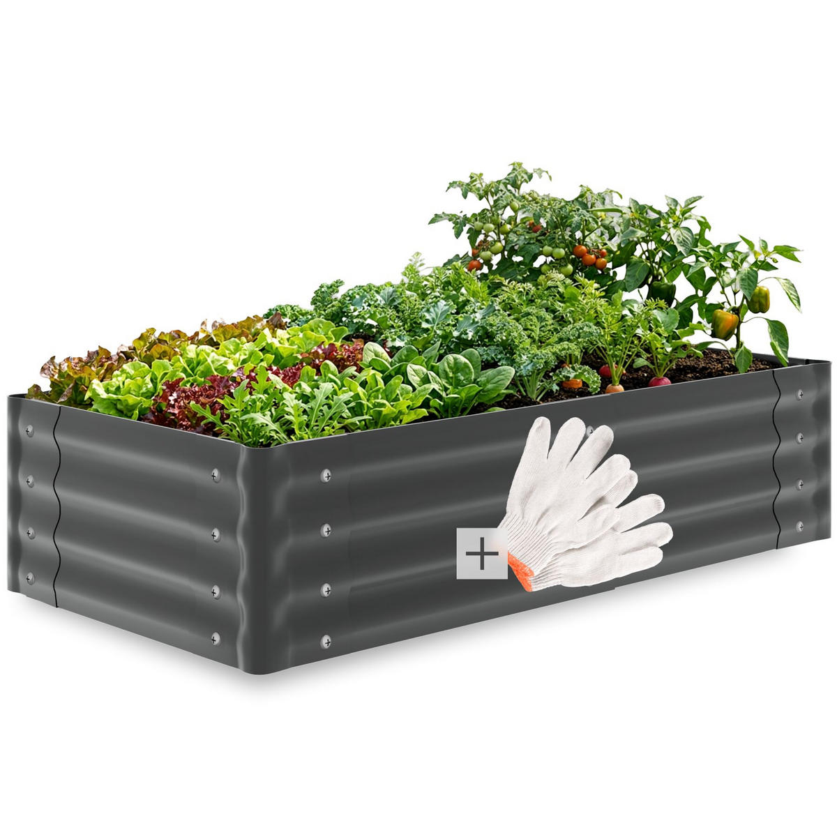 HOCHBEET Salvia, verzinkter Stahl, offener Boden, 120 x 60 x 30 cm, grau - Grau, Metall (60/30/120cm) - tectake