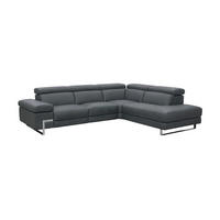 ECKSOFA Opera Echtleder Anthrazit - Anthrazit, Leder/Metall (269/218cm)