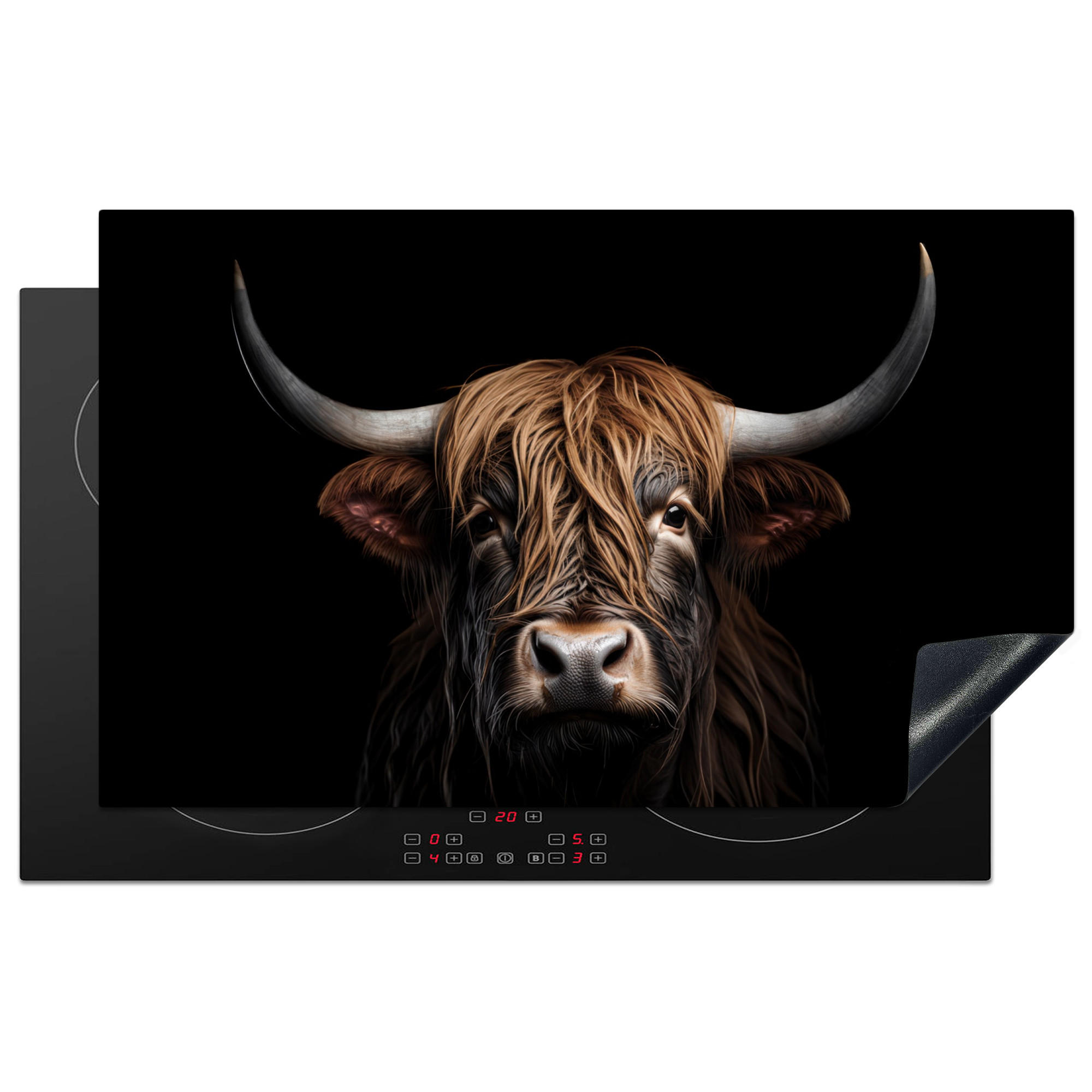 HERDABDECKPLATTE Schottischer Highlander - Porträt - Schwarz - Tier 83x51 cm - Braun, Kunststoff (83/0.2/51.5cm) - MuchoWow