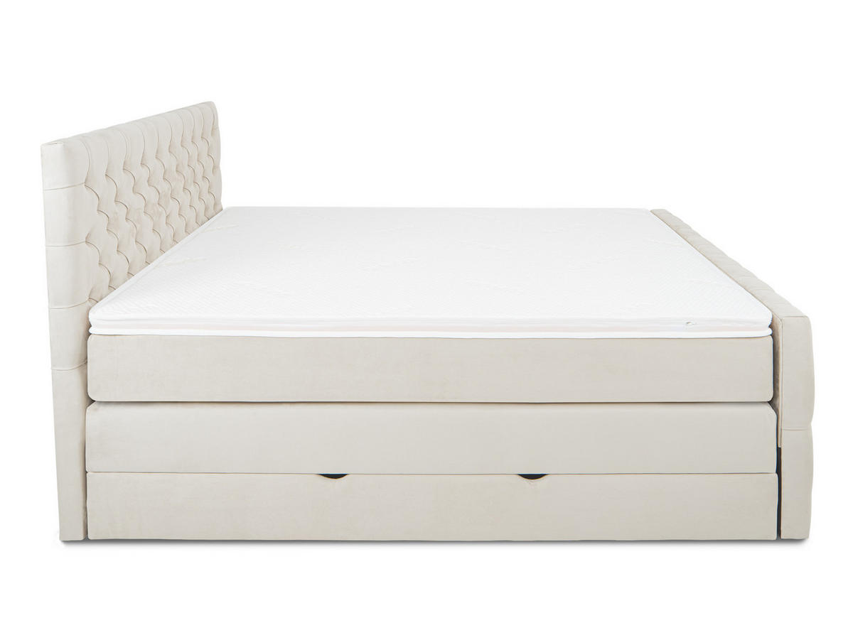 BOXSPRINGBETT Victoria Beige 160 /200 cm H3/H4 Samt - Beige, Textil (160/200cm) - wonello