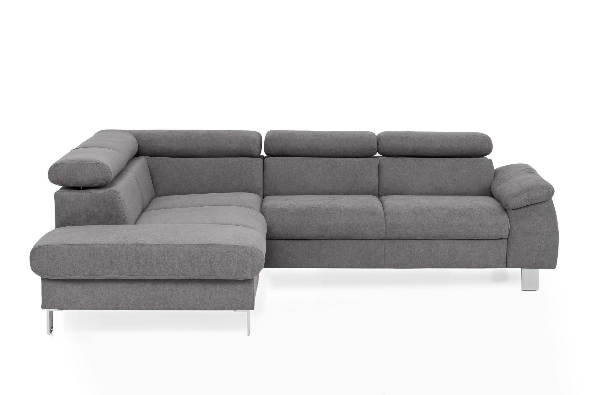 ECKSOFA mit Schlaffunktion und Bettkasten - Chromfarben/Grau, Holz/Textil (249/207cm) - Cotta
