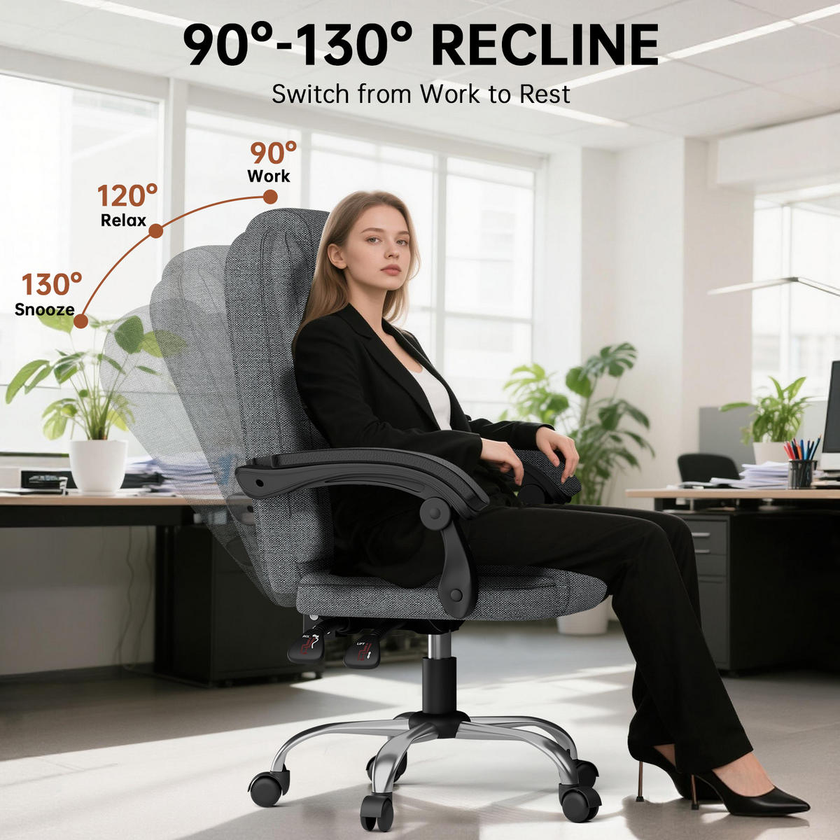 BÜROSTUHL Dunkelgrau Serie Ergonomisch Stoff - Dunkelgrau, Leder (32/58/71cm) - Rattrix