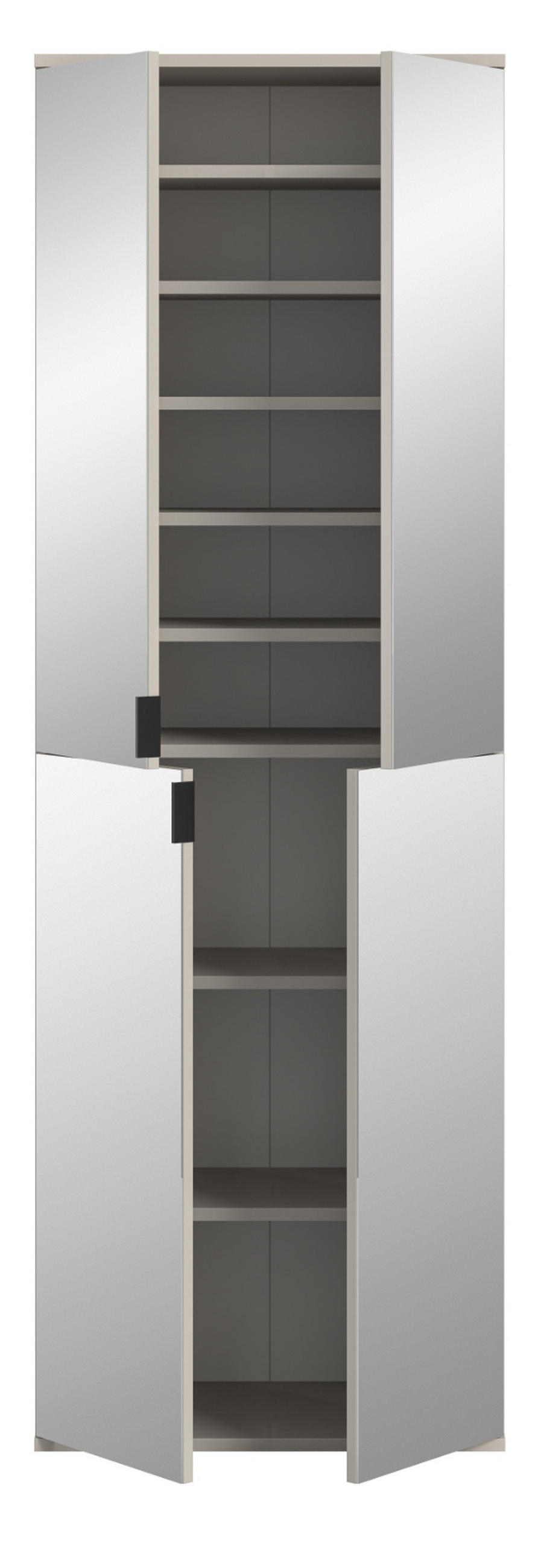 GARDEROBENSCHRANK in Kaschmir 61 x 193 cm, Flurschrank mit Spiegel - Kaschmir/Schwarz, Glas/Holzwerkstoff (61/193/34cm) - Inn.Furn