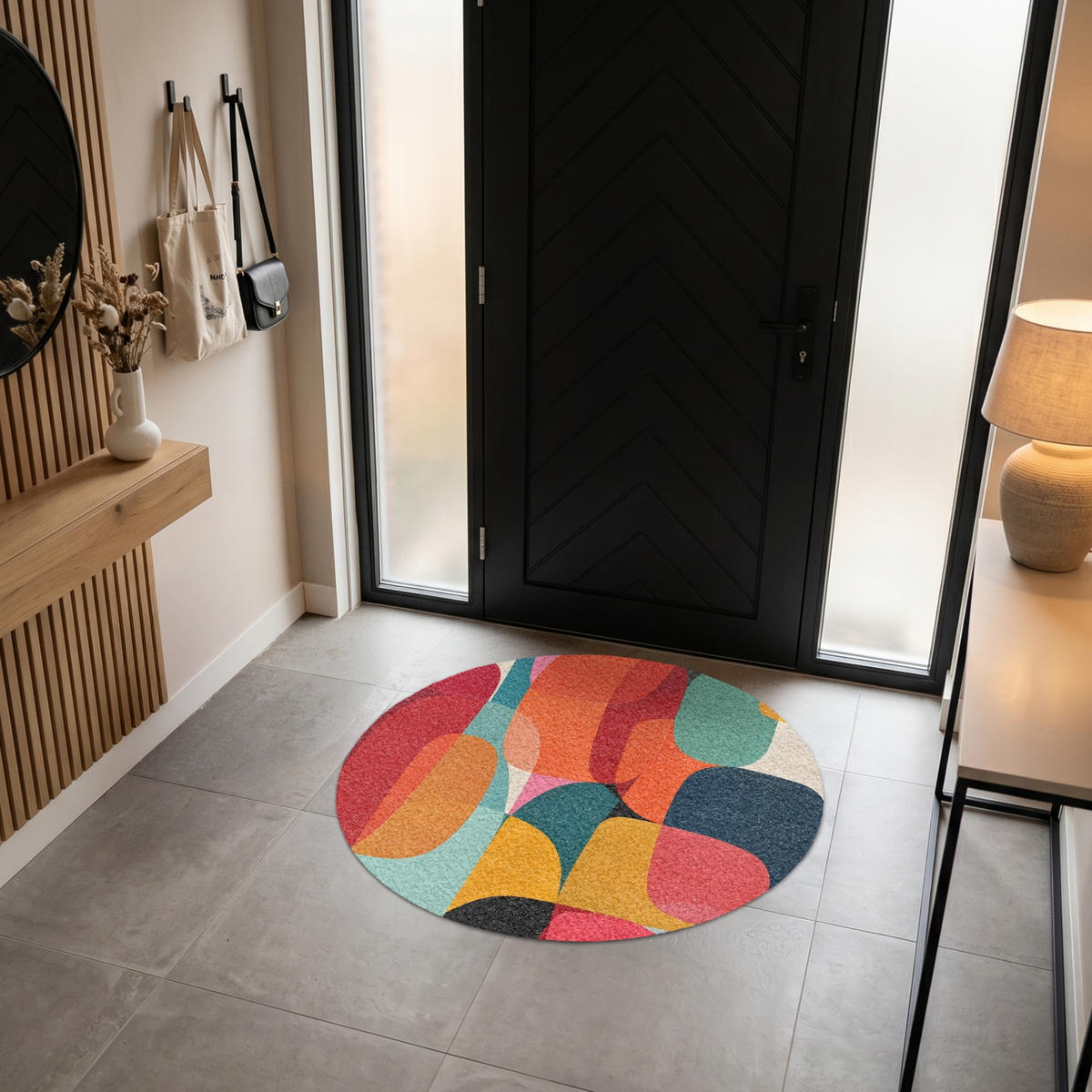 FUSSMATTE Formen - Bunt - Abstrakt - Flugzeuge Sauberlaufmatte 120x120 cm - Multicolor, Kunststoff (120/120cm) - MuchoWow