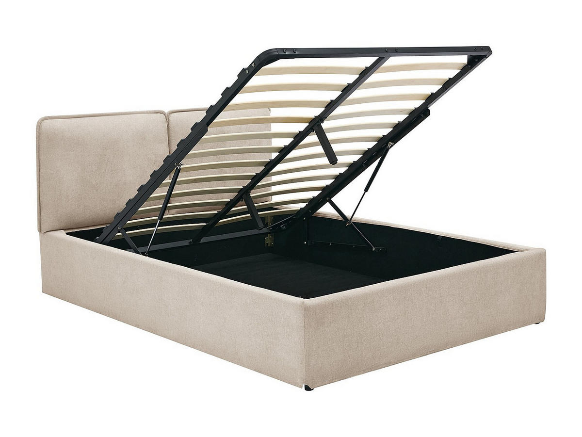 BETT mit Bettkasten - 2 Personen - stoff - beige Tenese - Beige, Textil (140/190cm) - Vente-Unique