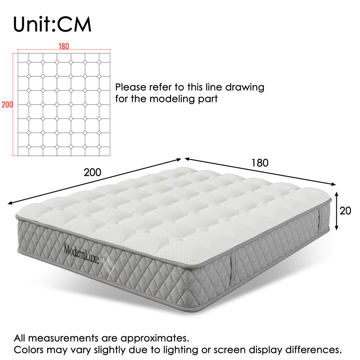 POLSTERBETT aus Kunstleder 180x200 cm in Weiß mit LED, Stauraum & Matratze - Weiß, Leder (180/200cm) - Modfu
