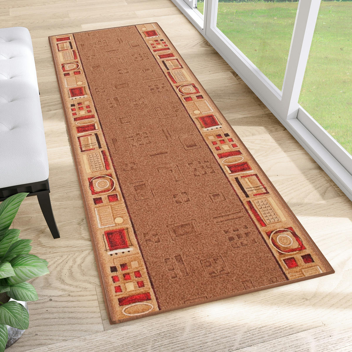 TEPPICHLÄUFER Anti-Rutsch Dunkelbraun rutschfest Gummiunterlage 67/1000 cm - Dunkelbraun, Textil (67/1000cm) - Tapiso