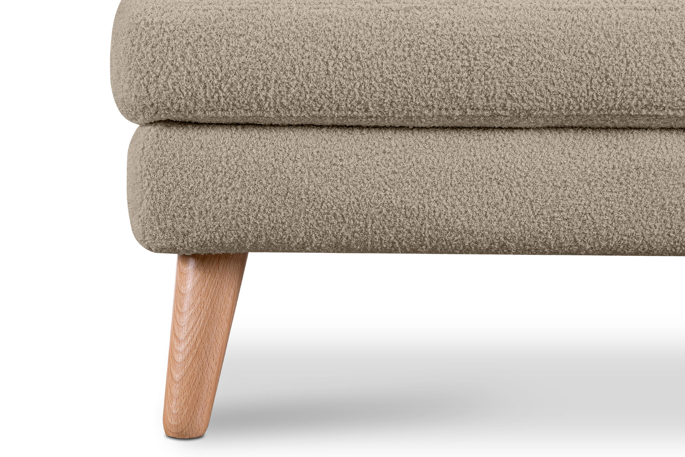 SITZHOCKER TAGIO Pouffe, Hellbraun - Hellbraun/Braun, Buchenholz/Textil (65/46/80cm) - KONSIMO®