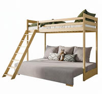 HOCHBETT mit Schlafsofa 200x140 cm in natur und graufarben - Naturfarben/Grau, Holz (140/200cm) - Kids Collective