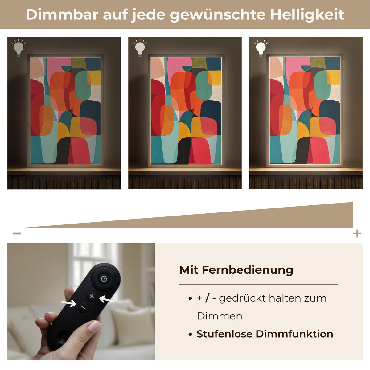 NÁSTĚNNÁ LAMPA S AKUMULÁTOREM Tvary - barevné - abstraktní - letadla 40x60 cm - různobarevná, kompozitní dřevo (40/60/8cm) - OnlyWow