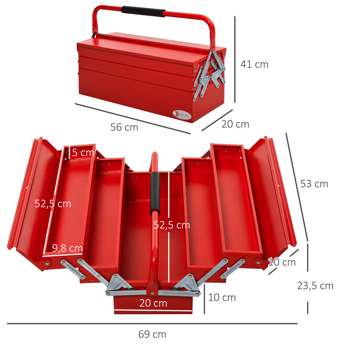 WERKZEUGKOFFER - Rot, Metall (20/41/56cm) - DURHAND