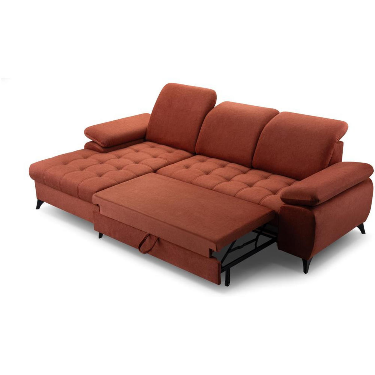 ECKSCHLAFSOFA Bello hellgrau links - Hellgrau/Schwarz, Textil (265/156cm) - Beautysofa