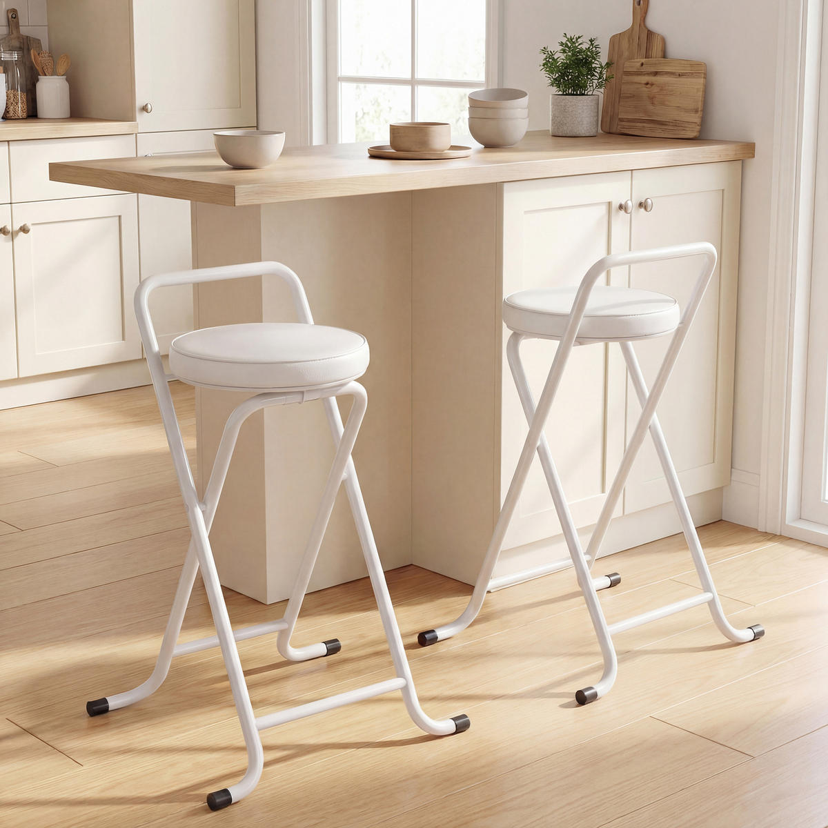 BARHOCKER 2er-Set Weiß faltbar 46/40,5/72,5 cm - Weiß, Kunststoff (46/72.5/40.5cm) - PANGIVO