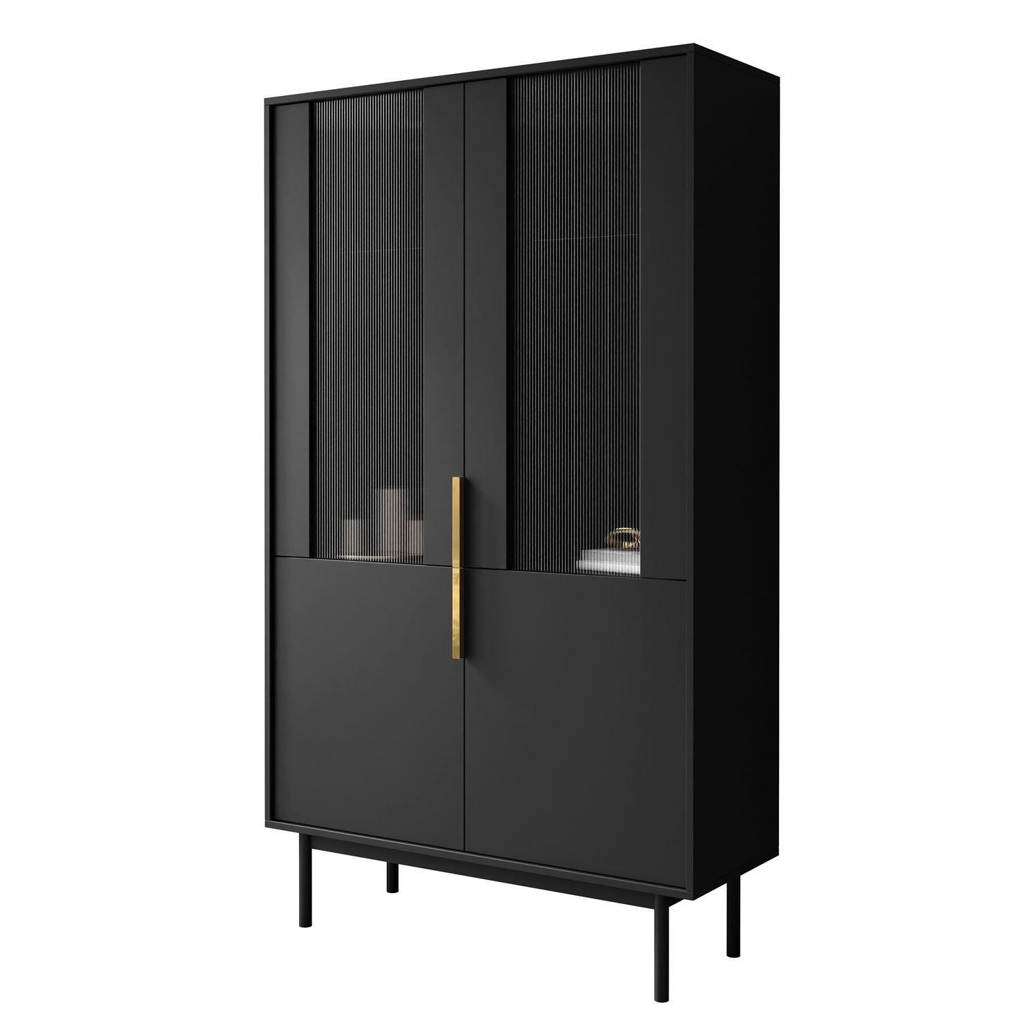 VITRINE MIRACLE mit Glasfront Schwarz - Schwarz, Holzwerkstoff (104/180/39cm) - Lookway