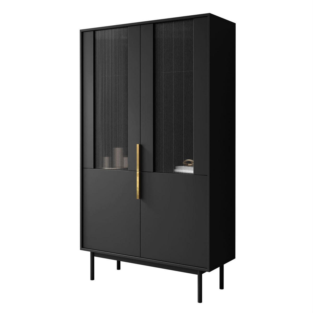 VITRINE MIRACLE mit Glasfront Schwarz - Schwarz, Holzwerkstoff (104/180/39cm) - Lookway
