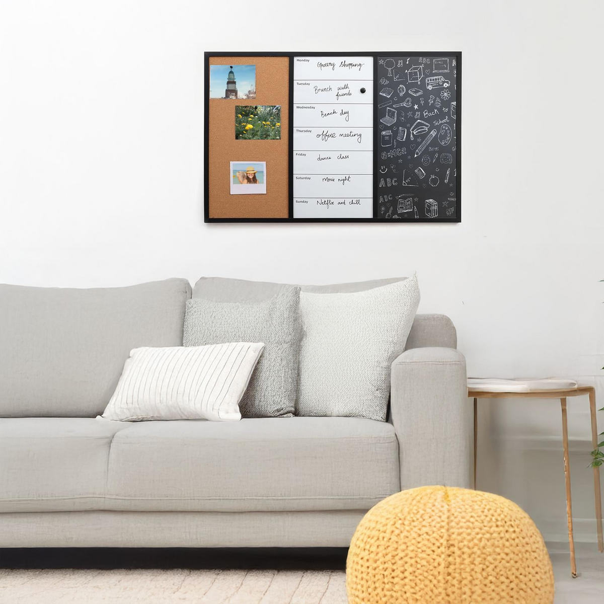 MAGNETTAFEL 3in1 Kreidetafel Whiteboard Pinnwand - Multicolor, Holzwerkstoff (40/1.5/60cm) - Intirilife