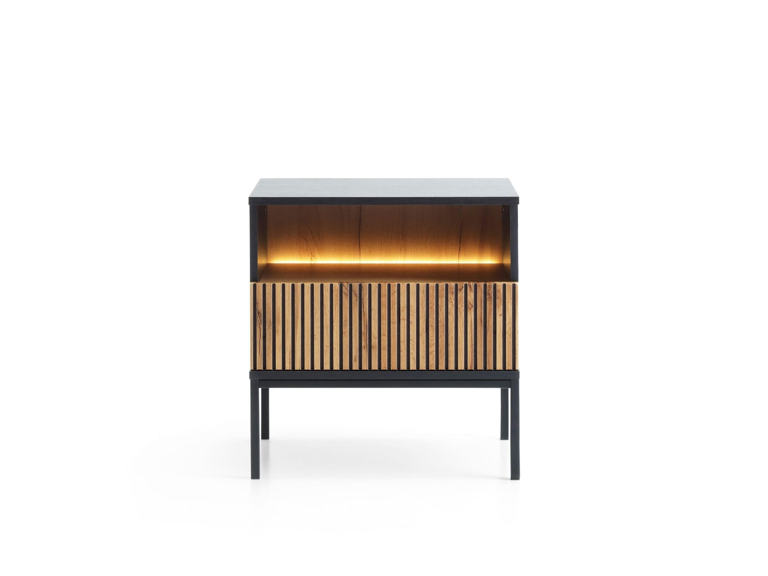 NACHTTISCH - Sentino S54 1 LED - Schwarz, Holzwerkstoff/Metall (54/56/39cm) - Möblo