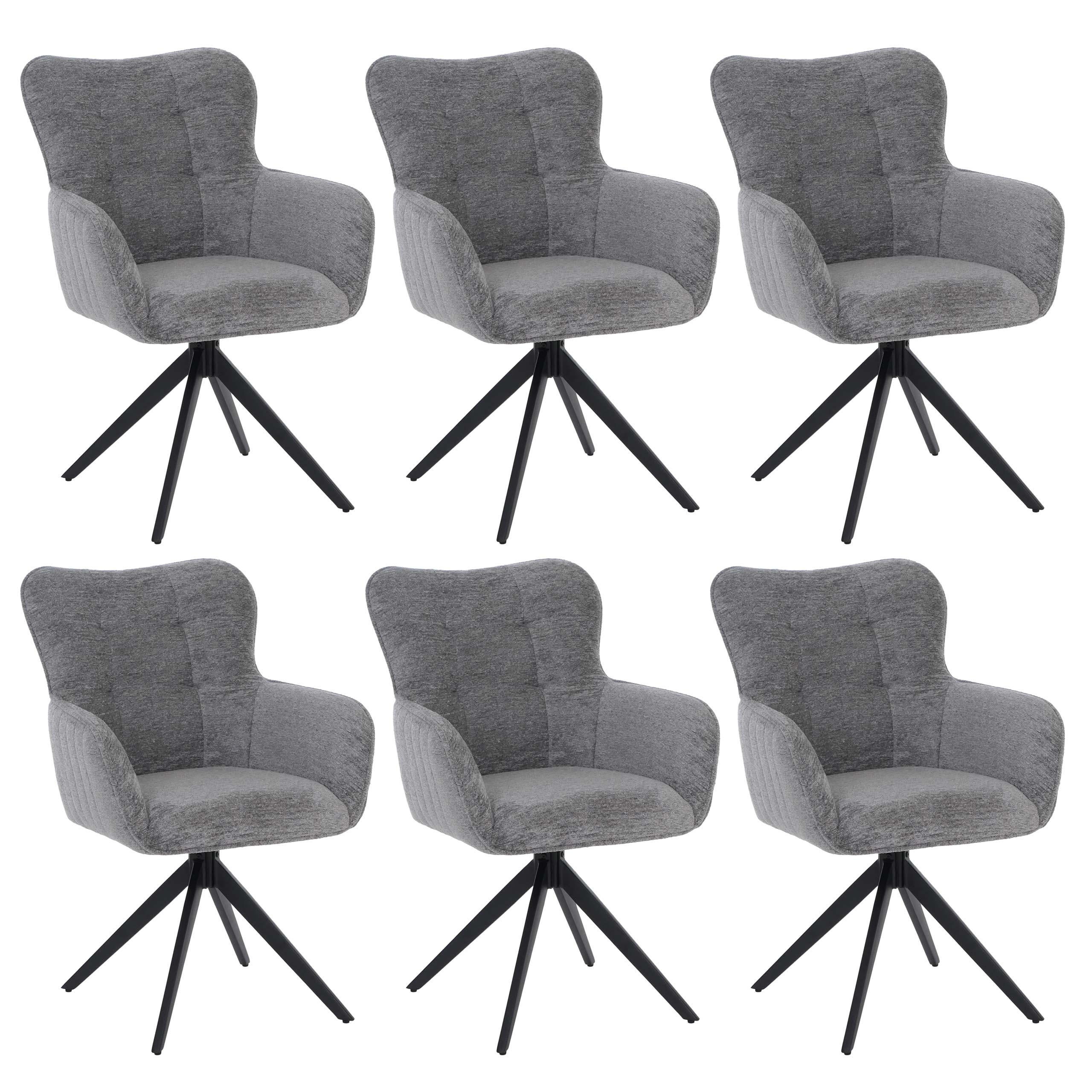 ESSZIMMERSTUHL Grau 6er-Set - Grau, Textil (63/93/70cm) - MCW