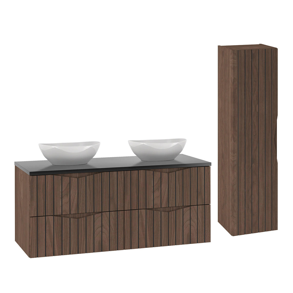 BADMÖBEL 120.6cm Siena 2er-Set Holz und Schwarz - Schwarz, Holzwerkstoff (120.6/52.2/46.5cm) - Petits-meubles