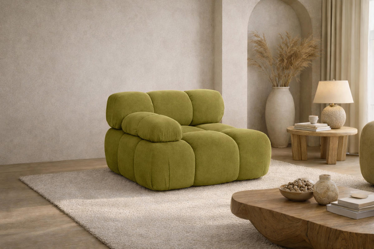 MODUL Seitlich, Für Modulares System, Stoff Salvador, Olive, Links, Selia - Olivgrün, Holz (95/70/95cm) - Kaiser Möbel