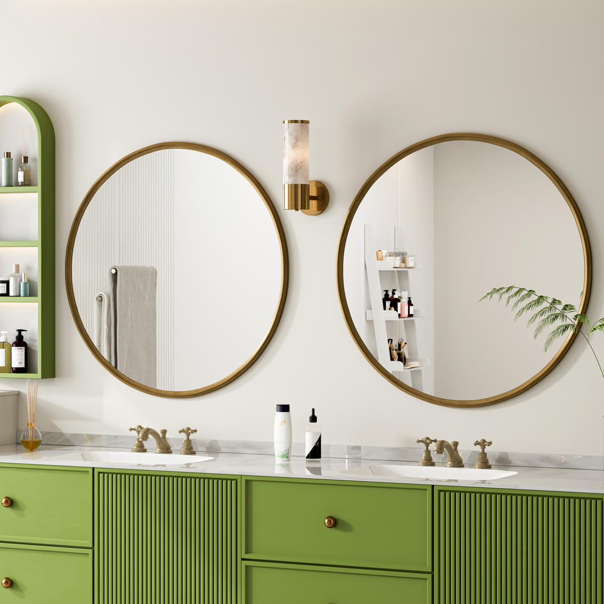 RUNDSPIEGEL 80x2x80 cm in Bronzefarben aus Metall & Sicherheitsglas - Bronzefarben, Glas (2/80/80cm) - Modfu