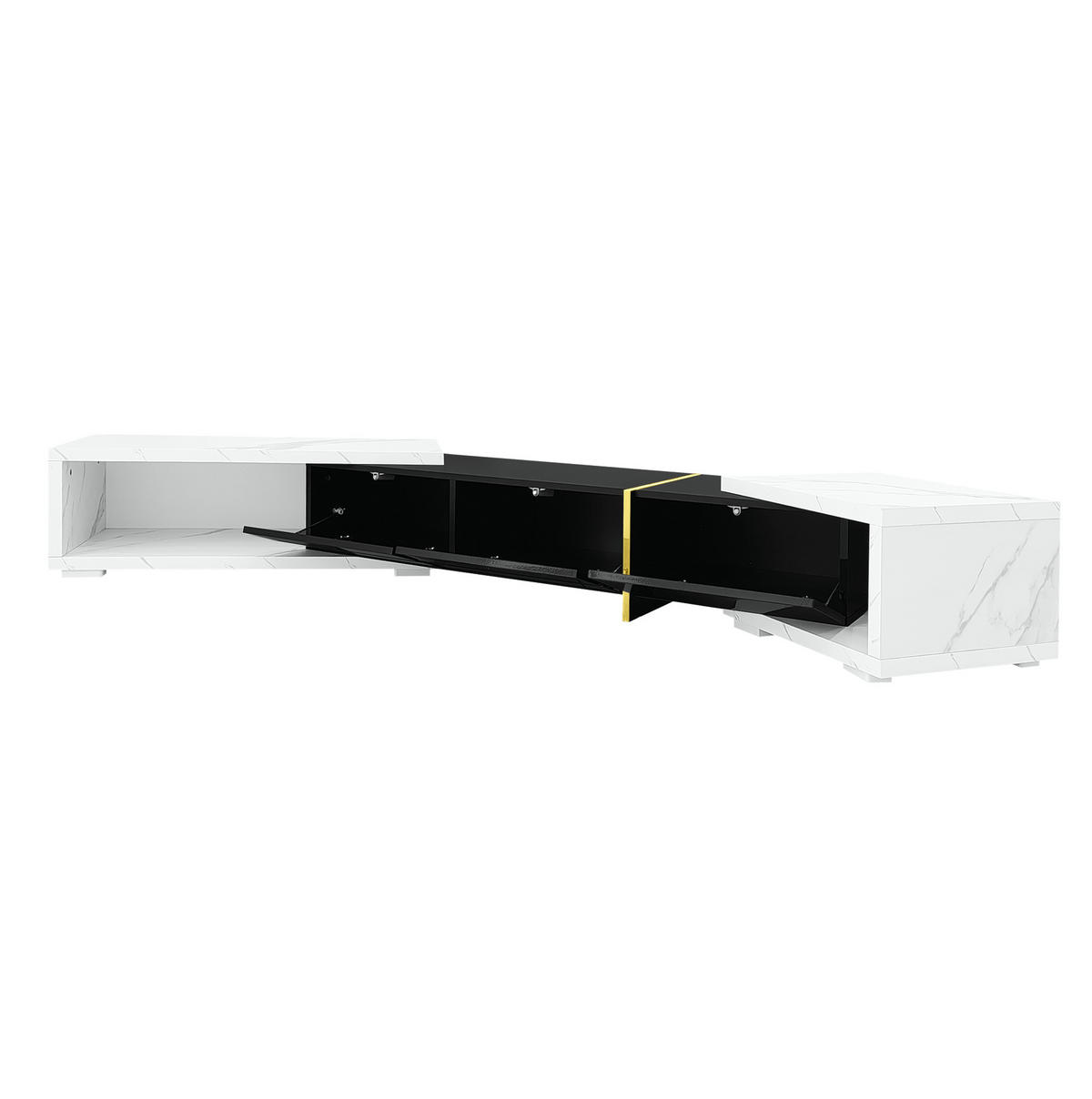 TV-SCHRANK mit 3 Türen und 2 Schubladen in Weiß und Schwarz 190/35/45 cm - Schwarz, Holzwerkstoff (260/30/40cm) - Redom