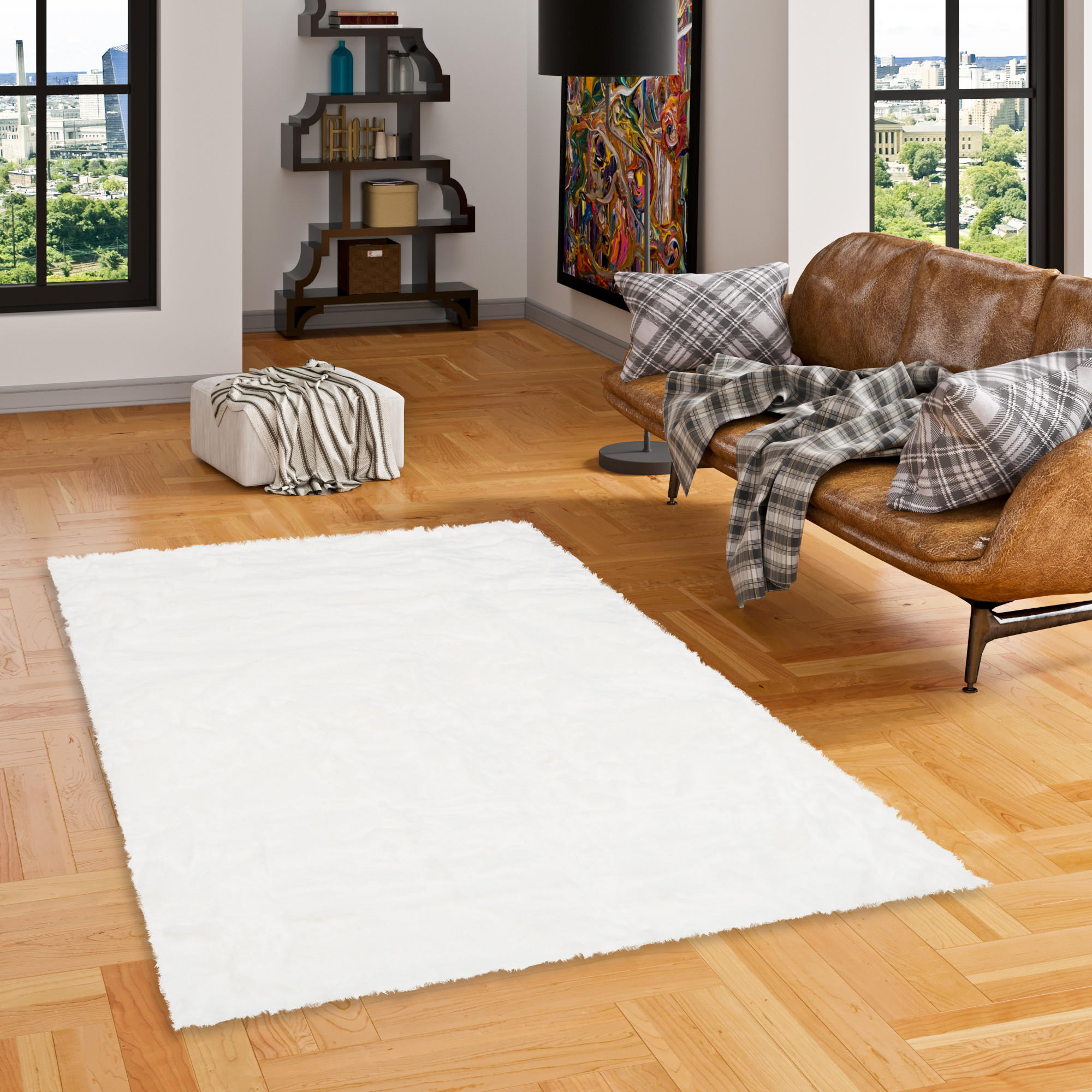 LUXUS SUPER SOFT FELLTEPPICH ASPEN MELIERT - Weiß, Textil (120/170cm) - Pergamon