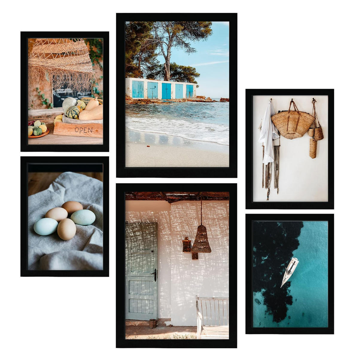 POSTER Set Mit 6 Ibiza Spanien 1 In Fotografie A3 & A4 Schwarzer Rahmen - Schwarz, Papier (29/3cm) - Nacnic