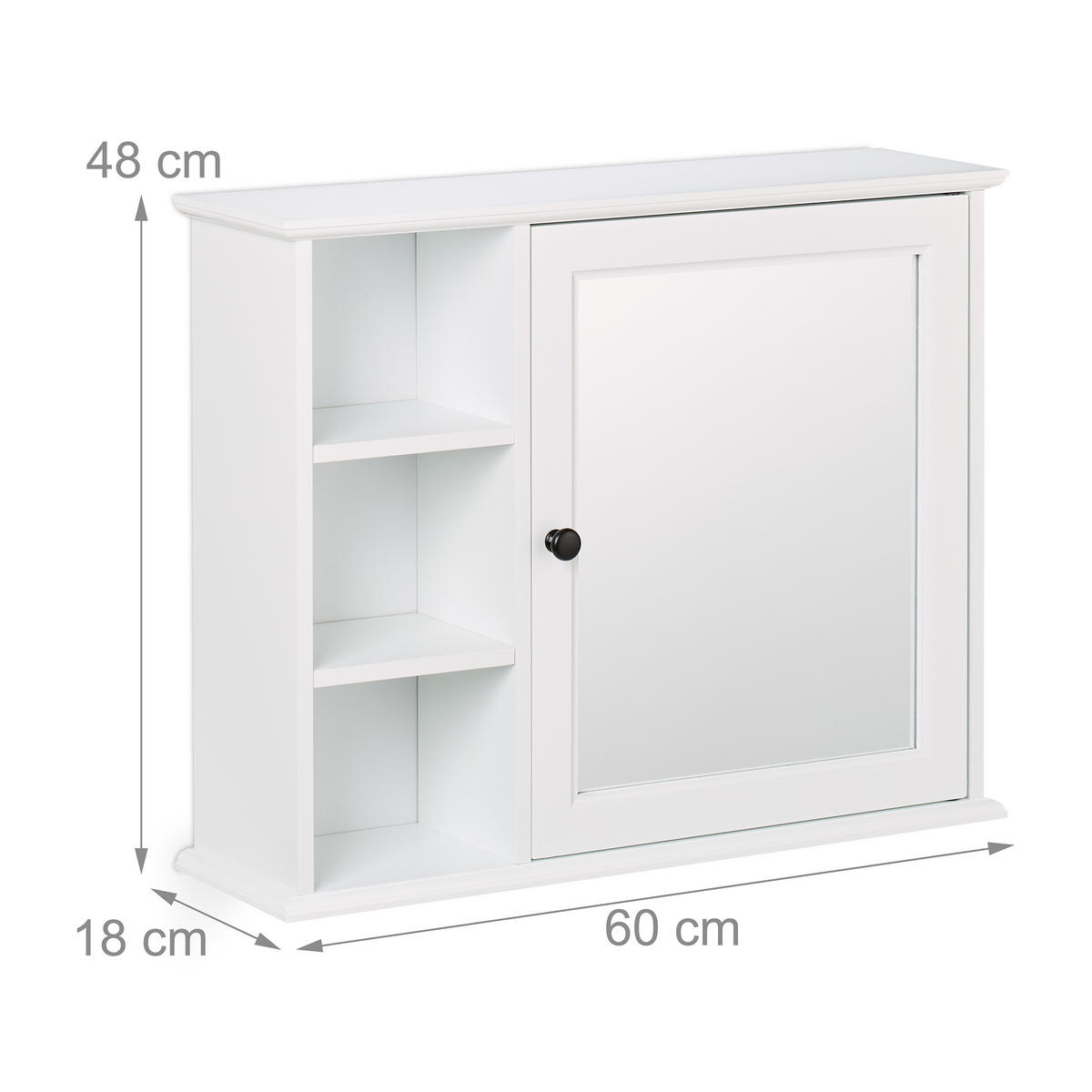 SPIEGELSCHRANK - Weiß, Glas/Holzwerkstoff (60/48/18cm) - Relaxdays